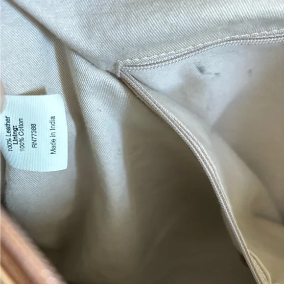 J. Crew Large Brown Leather Tote Bag Exterior Pockets Tan - Picture 2 of 14